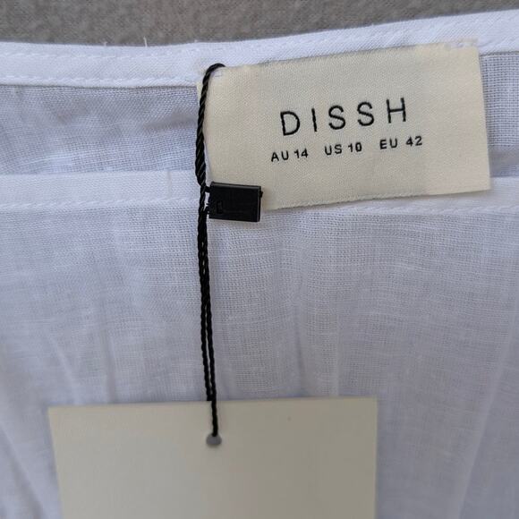 NWT Dissh Flynn White Linen Blend Tiered Oversized Top, size 10 - Picture 3 of 6